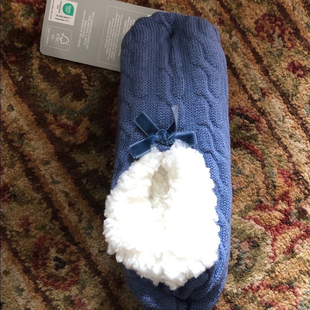 Serra Blue Knit Sherpa-Lined Slipper